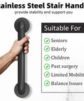 Hand gripping Industrial Metal Stairs Grab Bar Handrail For Indoor Outdoor Stairs And Wall Mount Matte Black 12 Inch Grip Rail With 300 Pound Weight Capacity