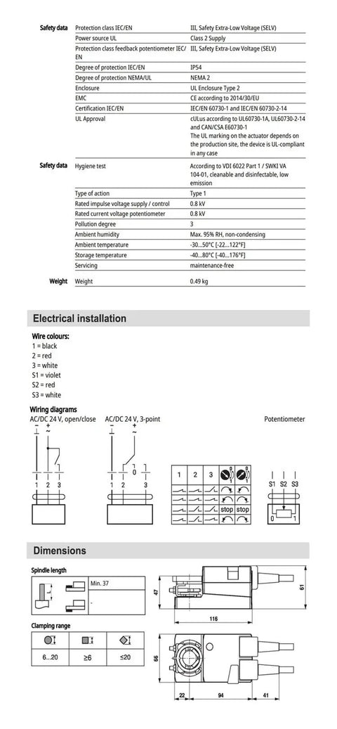 Rock Solid Hvac Ball Valve And Damper Actuator Lm24Ap5 technical specifications sheet displaying dimensions and wiring diagrams.