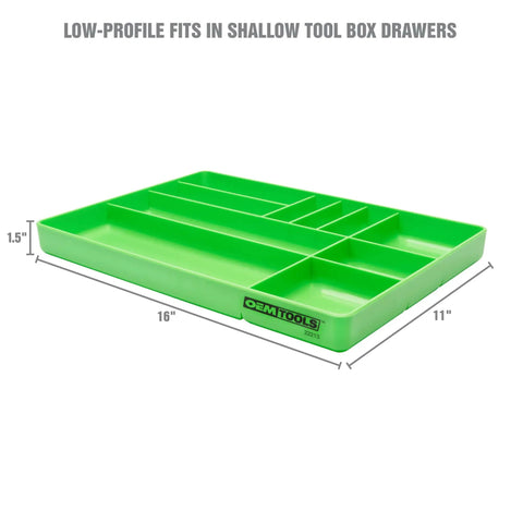 Green Durable 10 Compartment Tool Box Organizer Tray For Parts Bolts And Small Tools Stackable Drawer Design