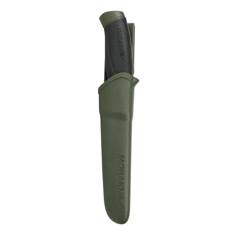 Companion Fixed Blade Outdoor Knife With Hardened Sandvik 12C27 Stainless Steel Blade 4.1 Inch Military Green sheath view