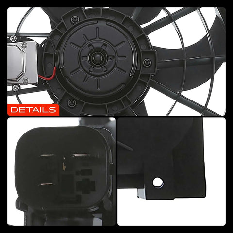 Top Tier High Output Engine Radiator Cooling Fan Assembly Oem Fitment Direct Bolt On For Bmw 3 Series 1998 To 2006 2.5L And 3.0L L6 Inline Six detailed view of fan motor and connector.