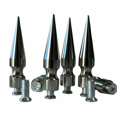 Oversized Two Point Nine Eight Inch Tree Spikes And Cone Shaped Metal Studs Silver Aluminum Alloy Heavy Duty Garden Pest Guard Ten Pack.