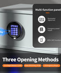 Heavy Duty Solid Steel Electronic Safe Box With RFID Access For Home showing keypad and RFID function, white finish, 11x19.5x13 in