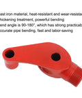 Heavy Duty Horett Cast Iron Conduit Bender For Galvanized Electrical Pipe And Pvc Tube, red bending arm detail, 90 to 180 degree angles.