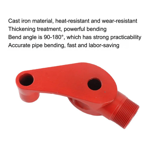 Heavy Duty Horett Cast Iron Conduit Bender For Galvanized Electrical Pipe And Pvc Tube, red bending arm detail, 90 to 180 degree angles.