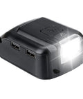 All In One 20V Battery Adapter With USB Phone Charger And LED Work Light featuring dual USB ports and illuminated LED light