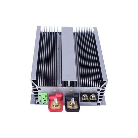 Badass 12V To 14.6V DC DC Step Up Converter 80A Boost Module showing heat sink and connection terminals for automotive and marine use.