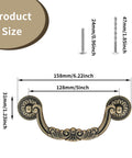 4Pcs Vintage Bronze Bail Drop Drawer Pulls With Screws, 6.22 Inch Total Length, detailed size dimensions and screws shown.
