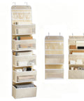 Heavy Duty Over The Door Organizer And Hanging Closet Storage Rack With Multiple Pockets keeps your bathroom tidy without sagging.