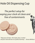 Pro Grade Clock Oil Kit For Cleaning And Lubing Movements, oil dispensing cup with three holes, part of home clock care set.