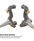 Deluxe Front Spindle and Disc Brake Kit For 1964-1974 GM A F X Cars stock style spindles for brake modification