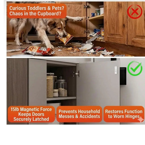 Ultra Thin Stick On Cabinet Magnets Set Of 6 For No Drill Installation Heavy Duty Stainless Steel Magnetic Door Catch in use