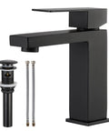 Matte Black Bathroom Faucet With Pop Up Drain And Overflow, Lead Free NSF And cUPC Certified, Rustproof 18 8 Stainless Steel Vanity Single Hole Faucet For Modern Bathrooms with included components