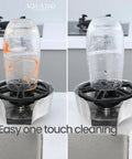 No Fuss Two In One Sink Glass Rinser Stainless Steel Cup Washer with 360 Reach Pull Out Spray Head for Glasses and Plates, shown rinsing a glass.