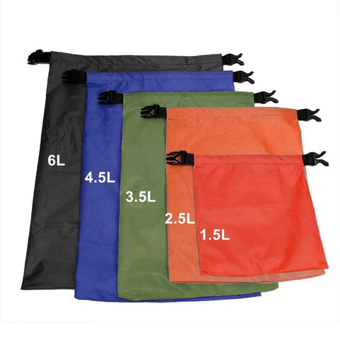 Ultralight Dry Bag Set 5-Pack Go-To Roll Top Waterproof Dry Sacks For Camping And Travel, 5 bags in sizes 1.5L to 6L