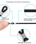 Six Pack Glasses Straps For Sports Eyewear Adjustable Suede Lanyard with premium rubber buckle close-up shown.