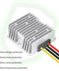 Heavy Duty DC Step Down Converter 48V To 12V And 72V To 12V Delivers Straight Up 10 Amp Power with aluminum heat sink and wiring connectors.