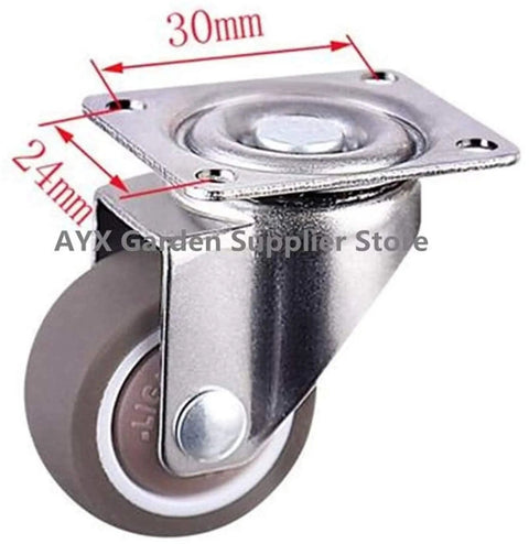 Four Piece Furniture Casters With Soft Rubber Swivel Wheels Features Smooth Rollin Glide And Solid Shock Absorption While Keeping Your Floors Scratch Free During Quick Room Makeovers, showing 30mm wheel size.