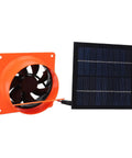 Orange Solar Powered Exhaust Fan Kit With 20W 5V Monocrystalline Panel Round Baffle for Greenhouses RVs Boats Quiet Ventilation