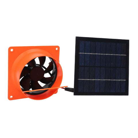 Orange Solar Powered Exhaust Fan Kit With 20W 5V Monocrystalline Panel Round Baffle for Greenhouses RVs Boats Quiet Ventilation