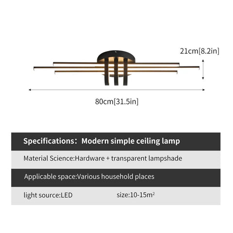 40W Dimmable LED Ceiling Light Fixture, Semi Flush Mount Industrial Geometric Black Chandelier With Remote, 80cm dimensions
