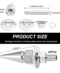 4 Pcs Spike License Plate Screws Set For Cars And Motorcycles Anti Theft Aluminum Fasteners With Spike Frame Bolts Easy License Plate Security For Cars Trucks And Bikes Silver Finish product size details