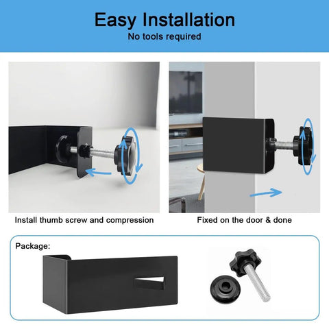 Image showing easy installation of Heavy Duty Door Mount Bracket For Lockboxes featuring thumb screw mechanism and no tools required.