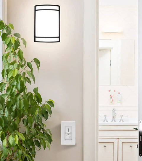 Smart Dimmer Switch With Remote, WiFi Enabled, Works With Alexa And Google Home, installed on wall beside indoor plant