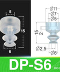 Pack Of Nine Small Black Anti Static Rubber Manipulator Vacuum Suction Cups For Industrial Pneumatic Tools Strong Suction Nozzles Khaki Color High Quality Grip Accessories, showing dimensions and design details.