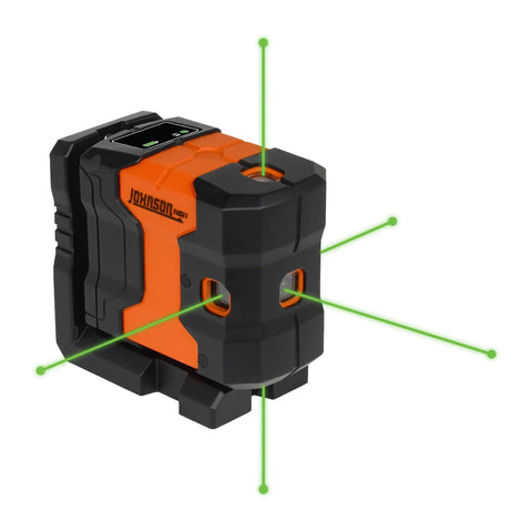 Green Laser Level Kit With Self Leveling 5 Dot GreenBrite Technology front view with green laser beams