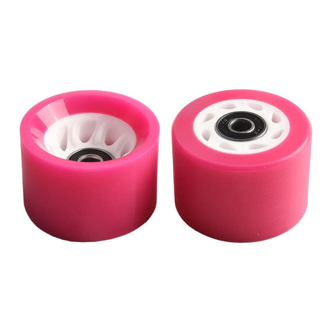 Two pink wheels from 8 Pack PU Roller Skate Wheels 58x39mm For Double Row Quad Skates Replacement Wheels 82A 90A 92A 95A