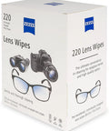 Box of Zeiss Lens Wipes For Glasses And Sunglasses Premoistened Gentle Cleaning, showing packaging and lens illustrations.