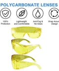 Heavy Duty Anti Fog Yellow Safety Goggles Real Deal Protective Eyewear Built To Go Over Prescription Specs For Dental Labs Teeth Whitening And Smooth Daily Construction Work, showing polycarbonate lenses with features.