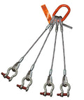 Four Leg Bridle Wire Rope Sling With Thimble To Screw Pin Anchor Shackle 1 3/4 Inch Diameter 30 Foot Length Eips 6X37 Iwrc, heavy duty rigging cable assembly.