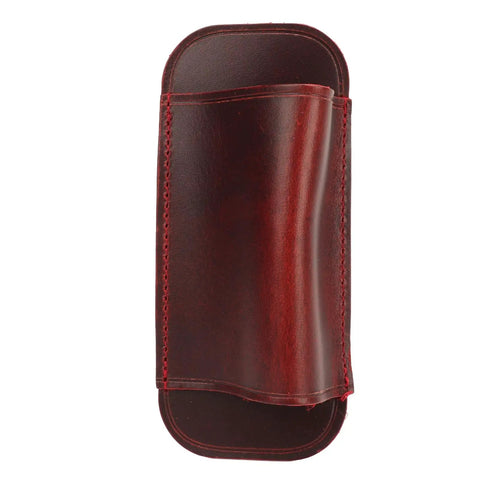Multifunctional Crazy Horse Leather Knife Sheath With Hands Free Waist Bag in wine red, front view