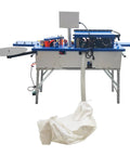 Knockout Automatic Woodworking Edge Bander For Curved And Straight Boards Dual Hot Melt Glue Adjustable Speed Auto Tape Break 110V side view of portable machine with dust collection bag.