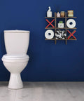 Tic Tac Toe Toilet Paper Holder Stand With Rustic Farmhouse Wood Decor With Vibe, wall mounted, holds tissue and small bathroom items.