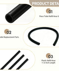 Top Shelf Clear Silicone Toilet Refill Hose Replacement 3 Pack Universal 9.8 Inch, showing black refill hoses for toilet valves.