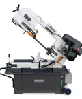 9 Inch Metal Cutting Band Saw With 4 Speed Settings 1.5HP Dual Voltage 115V And 230V Prewired Hydraulic Feed Coolant System 0 to 45 Degree Miter Heavy Duty Workshop Ready For Metal Fabrication BS912B