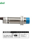 Capacitive Proximity Sensor Switch M18 3 Wire NPN Normally Open DC 10 to 30V 300mA Detecting Distance 10mm No-Drill Tank Monitoring Through Plastic or Glass Containers side view with label