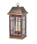 San Rafael II Solar Mission Lantern With Dual High Performance Warm White LEDs And Amber Pillar Accent on white background