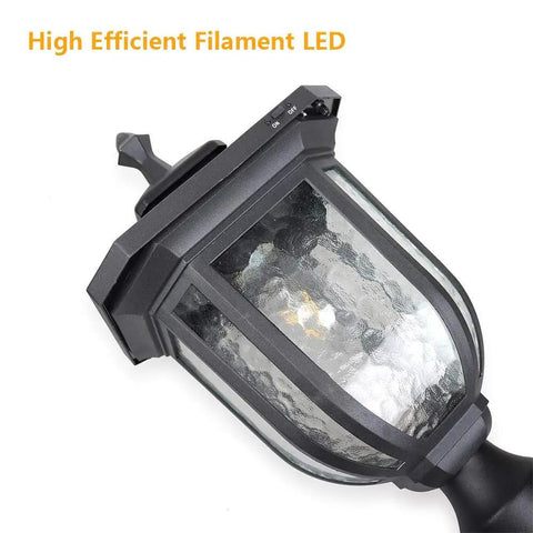 Close-up of lantern top showing high efficient filament LED, part of 60 LED Solar Pineapple Hanging Lantern Light For Outdoor Garden And Patio.