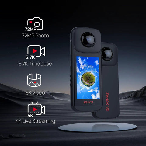Motorcycle 360 Camera For Rides Dope 5.7K Video 72MP Photos Ultra Stable Footage AI Auto Tracking GPS Panorama Android 10 OS