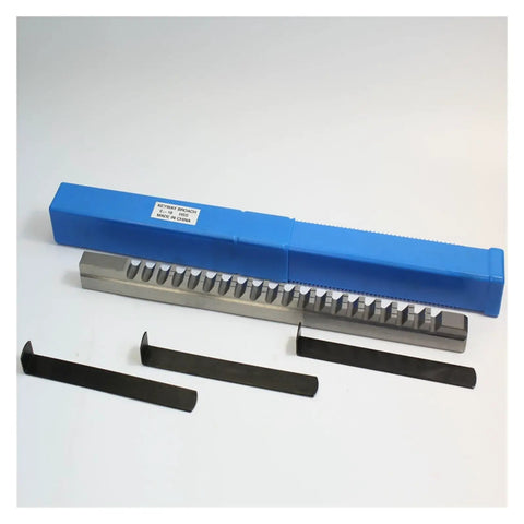 Push Type Keyway Broach Set 16mm and 18mm High Speed Steel Cutting Tool for CNC Router and Lathe includes broach and guides.