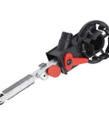 Heavy Duty 1/2x18 Inch Belt Grinder And Sander For Wood Furniture, Metal, Aluminum, Plastic, side view of adjustable tool attachment.