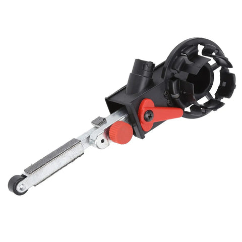 Heavy Duty 1/2x18 Inch Belt Grinder And Sander For Wood Furniture, Metal, Aluminum, Plastic, side view of adjustable tool attachment.