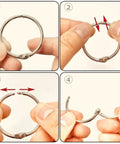 Instructions for opening 40 Pack 1 Inch Binder Rings With Metal Single Hole Punch Nickel Plated Steel Rings For Index Cards And Flash Cards Silver Holds Up To 175 Sheets Of 20 Lb Paper.