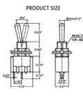 Dimensions diagram of 8 Pack SPST Mini Toggle Switches On Off 2 Terminal 2 Position 6A 125V 3A 250V For DIY Car Dash And Electronic Projects Dope Value Pack Durable Solder Friendly Terminals 6mm Mount Hole 13x7x32mm Size.
