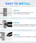 Three-step installation guide for 169 Piece Aluminum Blind Rivet Kit With 8 Sizes For Metal Projects And DIY Repairs, Pop Rivets Assortment Set For Workshop Including 3/32 In, 5/32 In, 5/16 In, 1/8 In, 1/4 In, 3/16 In, 3/8 In, 1/2 In YY010-169