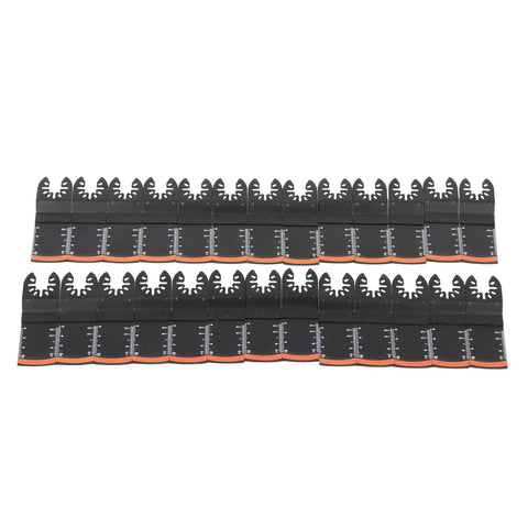 Pro-Grade 54-Piece Wood Oscillating Multitool Blades Set For Professionals laid out, showing high-carbon steel construction.